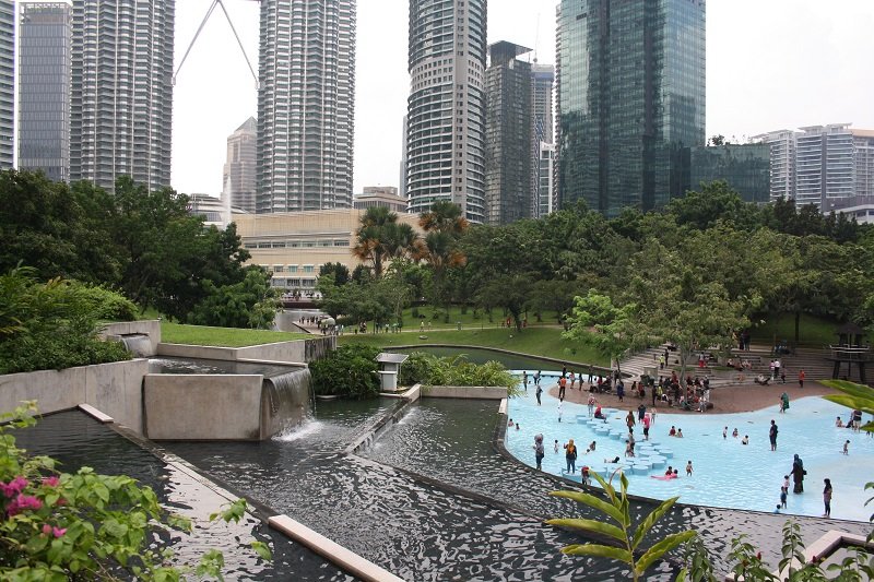 beautiful views of klcc park in kuala lumpur